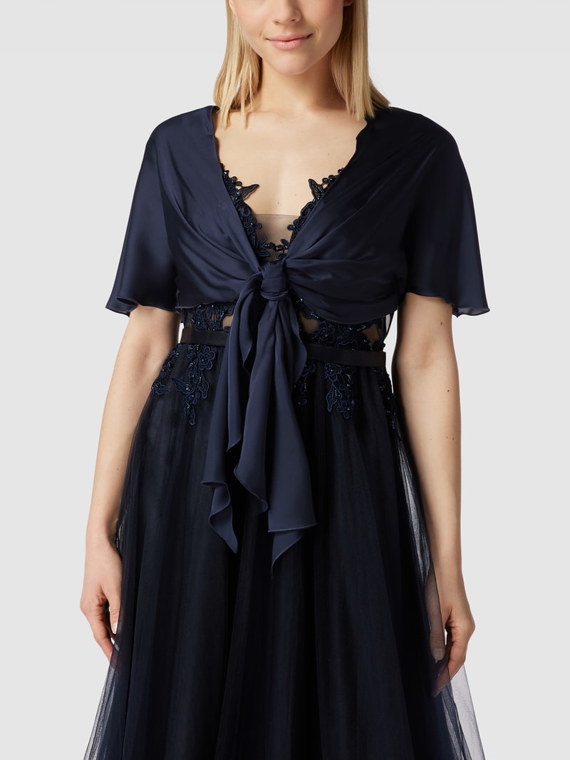 Bolero mit Schnürung in marineblau meliert