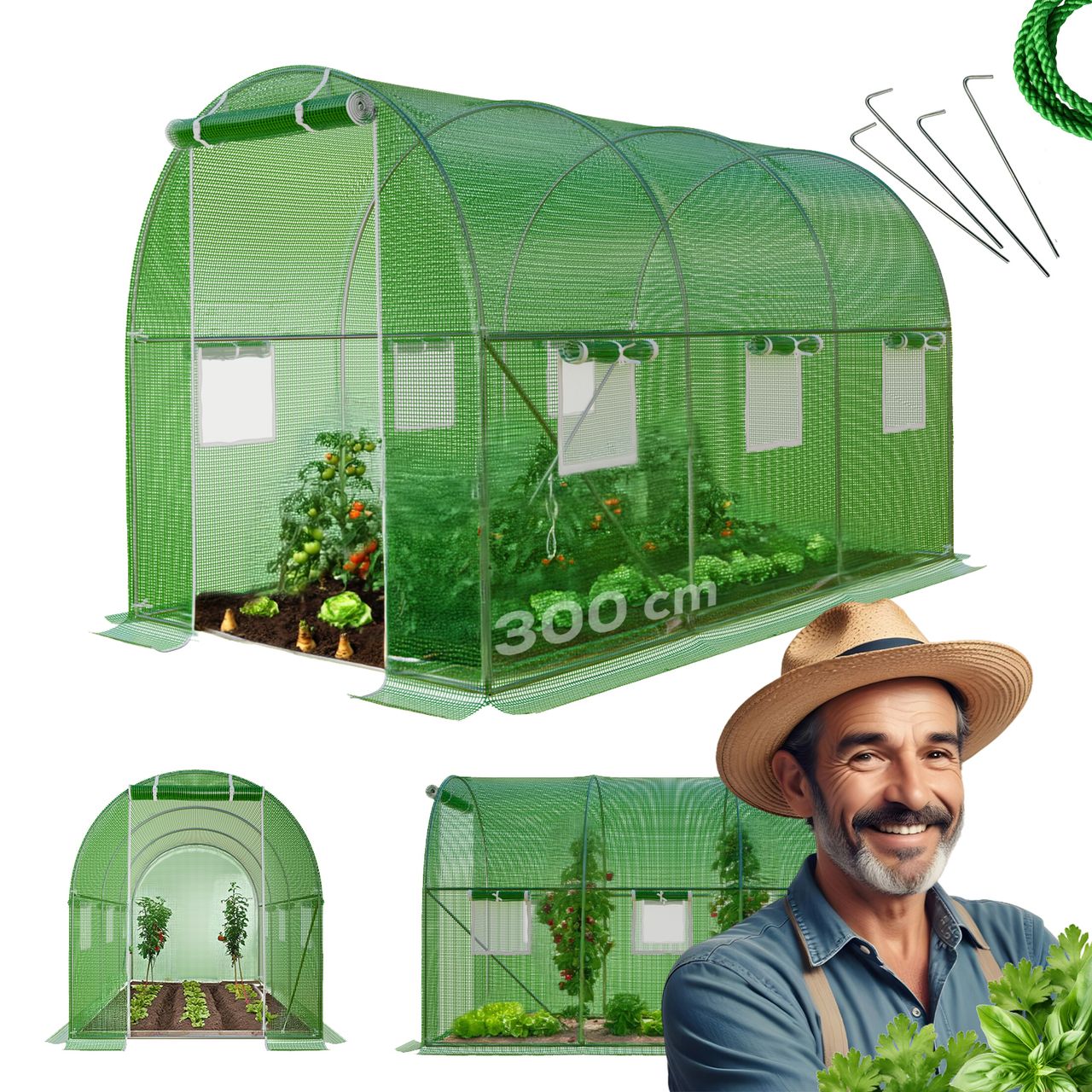 TroniTechnik GARMIO® Foliengewächshaus CICATA, Tomatenzelt, winterfest, 3x2x2m, Frühbeet, Pflanzenhaus