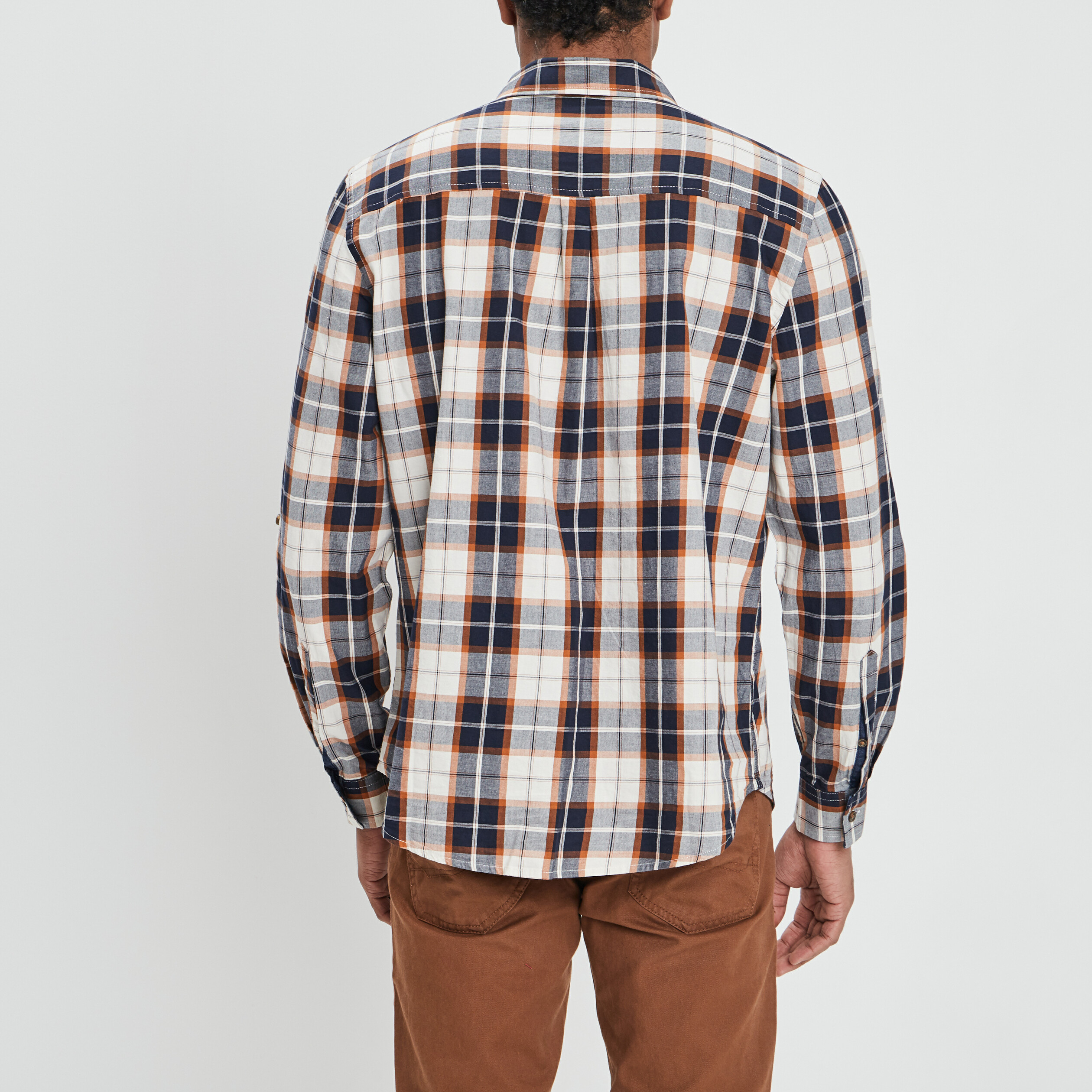 Chemise droite manches longues camel homme | La Halle