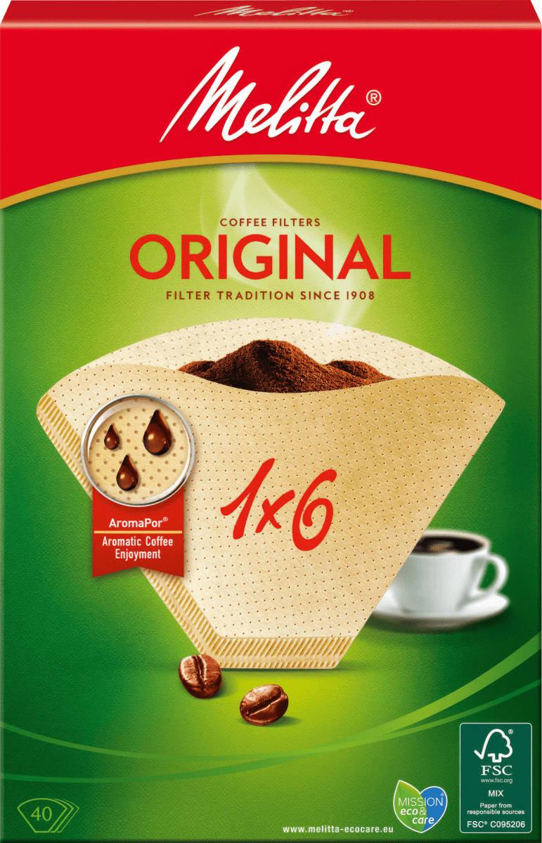 Kaffee-Filtertüten Original 1x6 naturbraun, 40 St