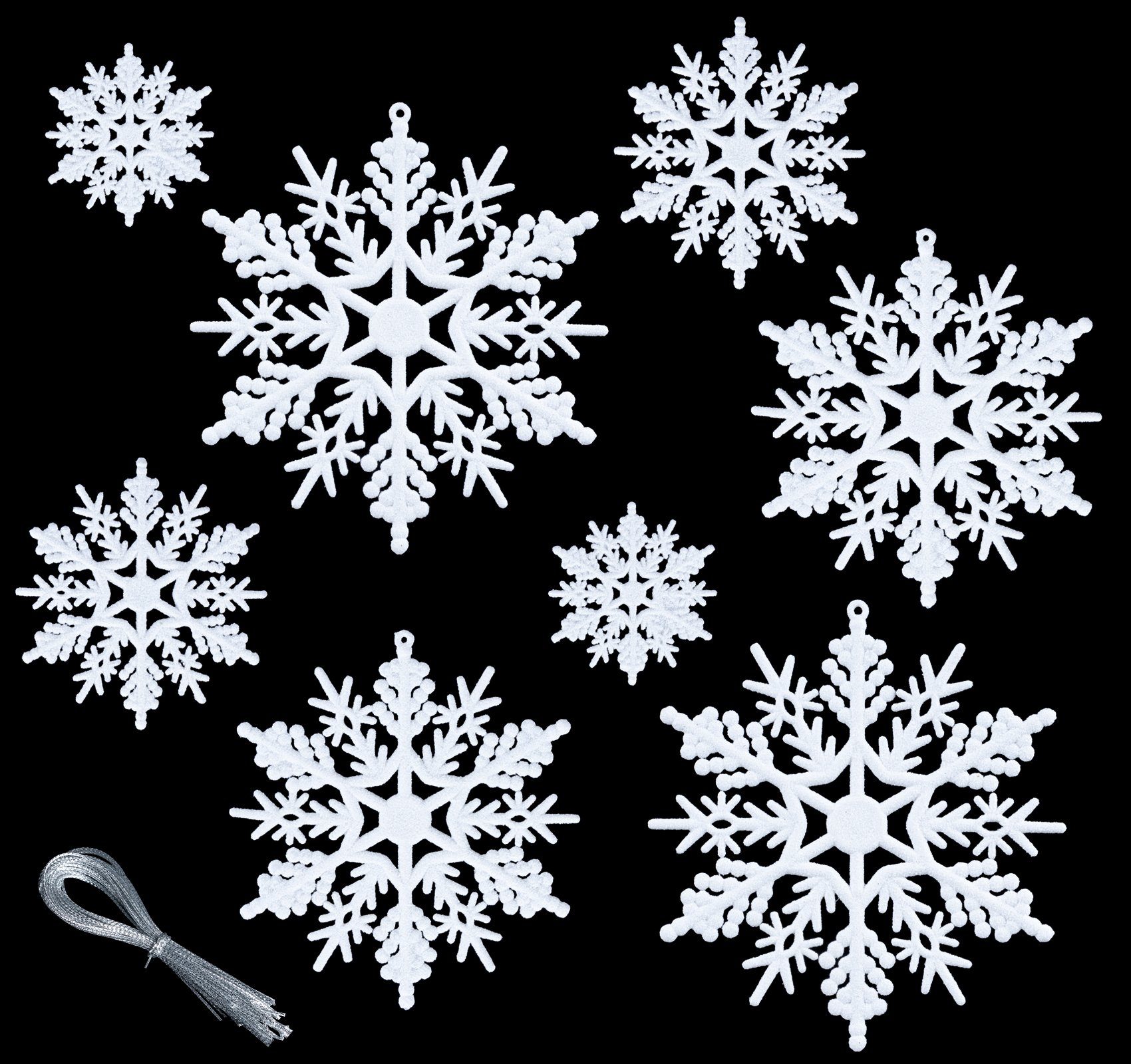 Homewit Christbaumschmuck 56 Stück weiße Schneeflocken-Ornamente, Ornamente für den Winter