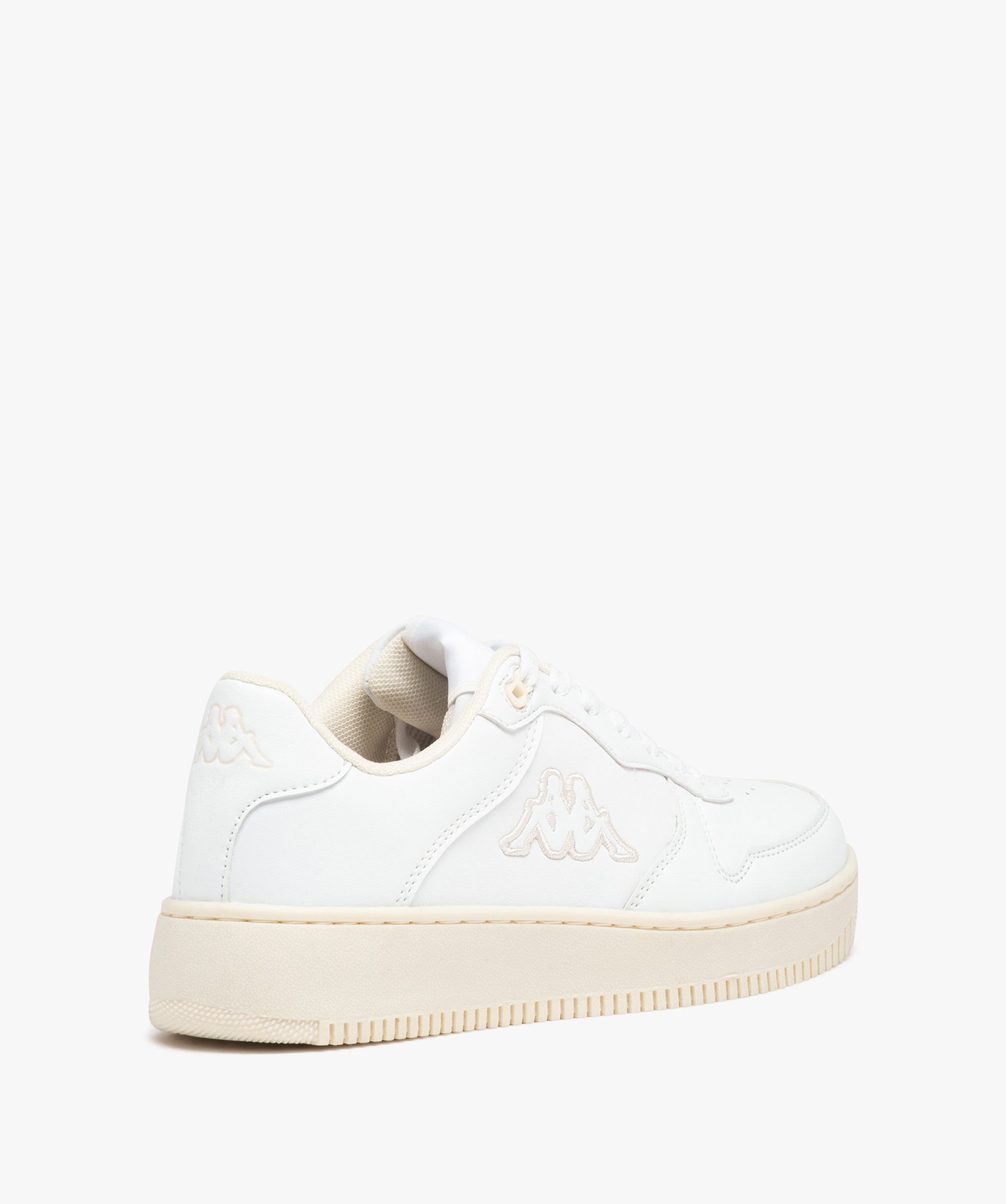 Baskets femme unies style rétro à lacets - Kappa blanc | GEMO