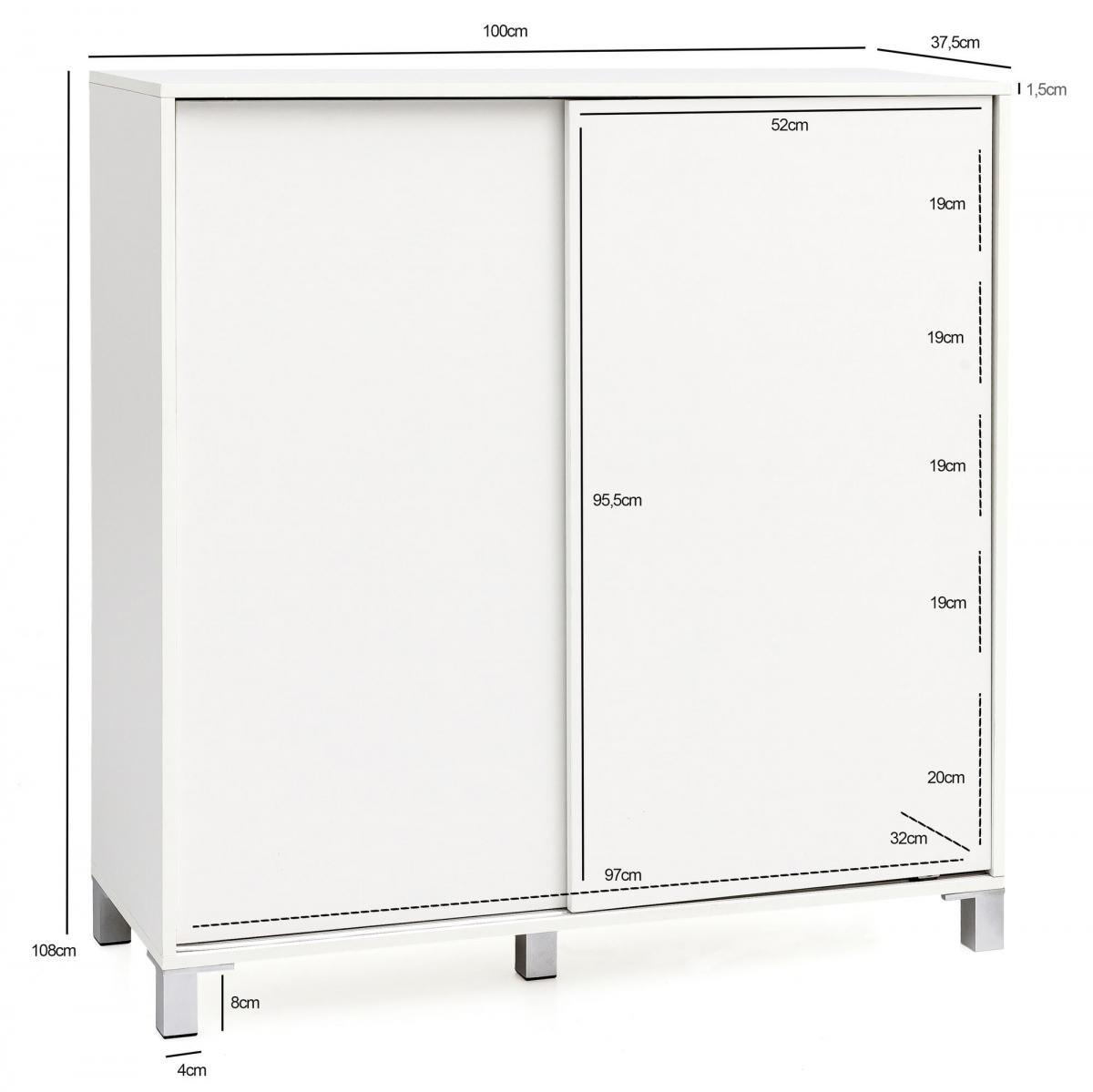Wohnling Schuhschrank Weiß 100x108x37,5 cm