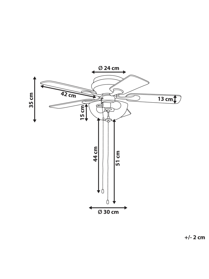 Beliani Deckenventilator mit Licht SIRAMA in Silber/Heller Holzfarbton günstig kaufen onesize