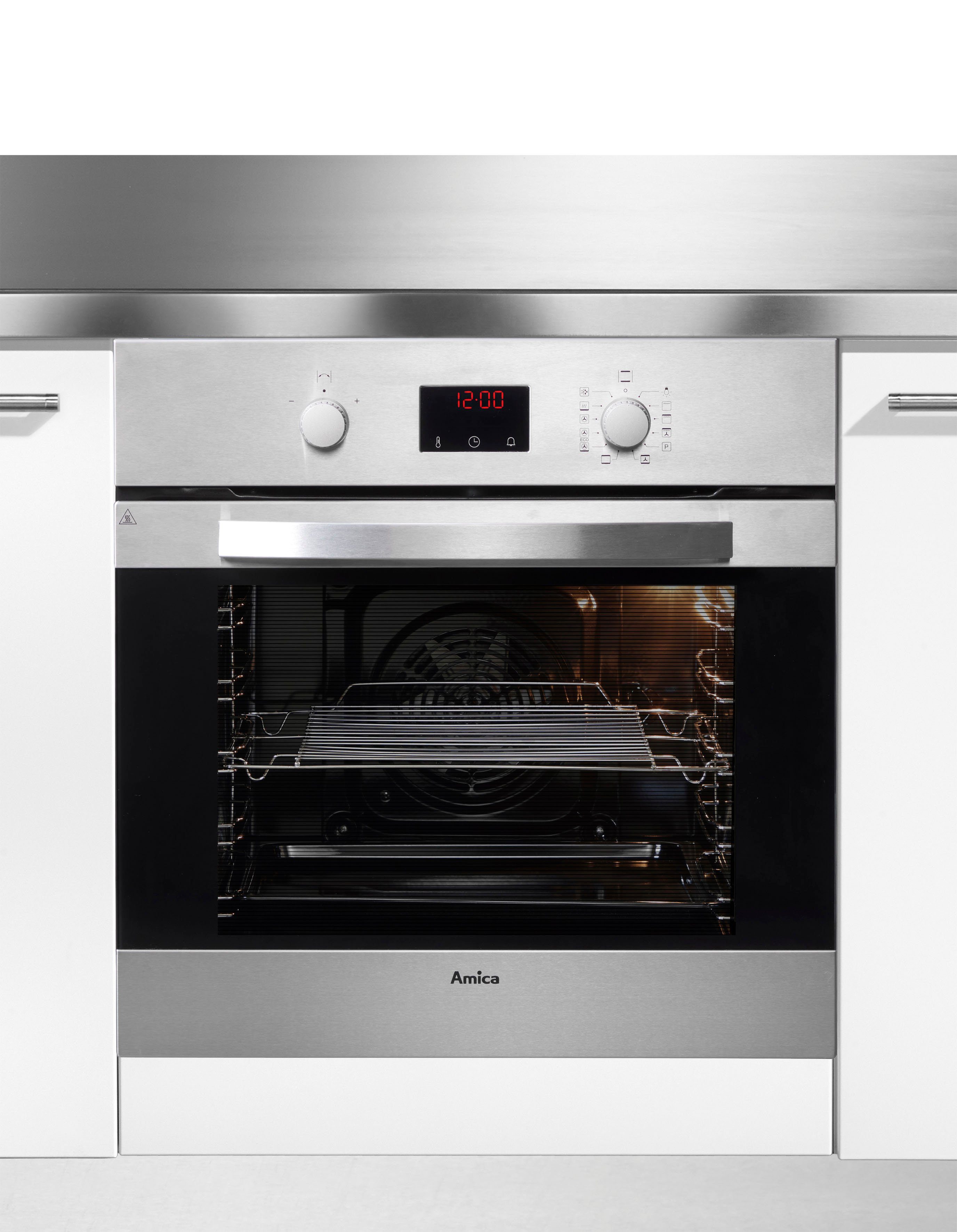 Amica Backofen EBP 13624 E, mit Teleskopauszug nachrüstbar, Pyrolyse-Selbstreinigung