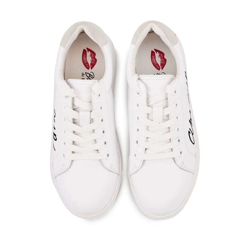 Baskets en cuir Simone amour blanc/noir