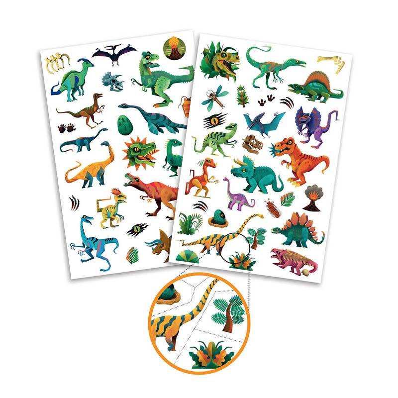 2 planches de tattoos Dinosaure Djeco