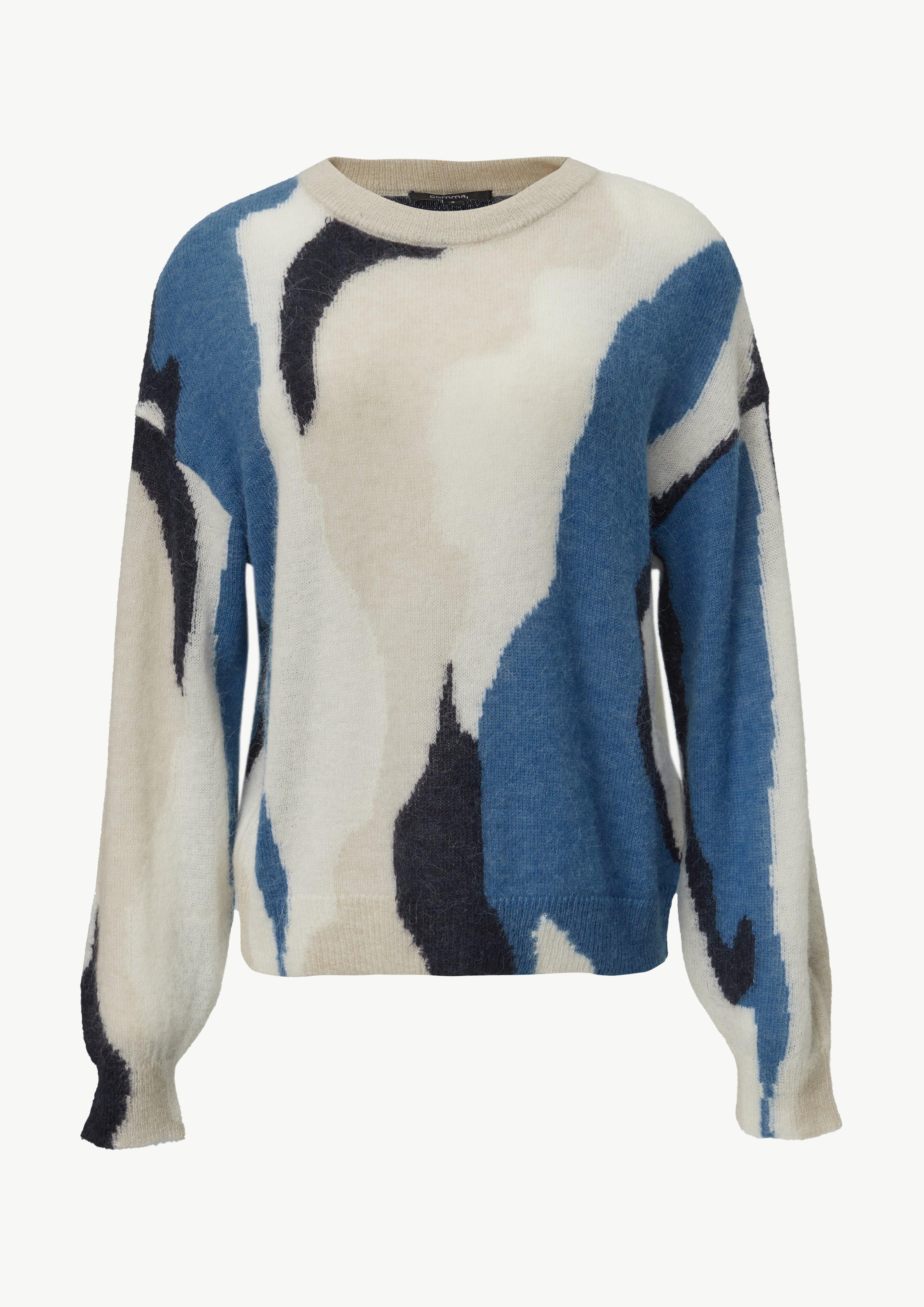 Relaxed-Fit-Pullover mit Intarsie - blau