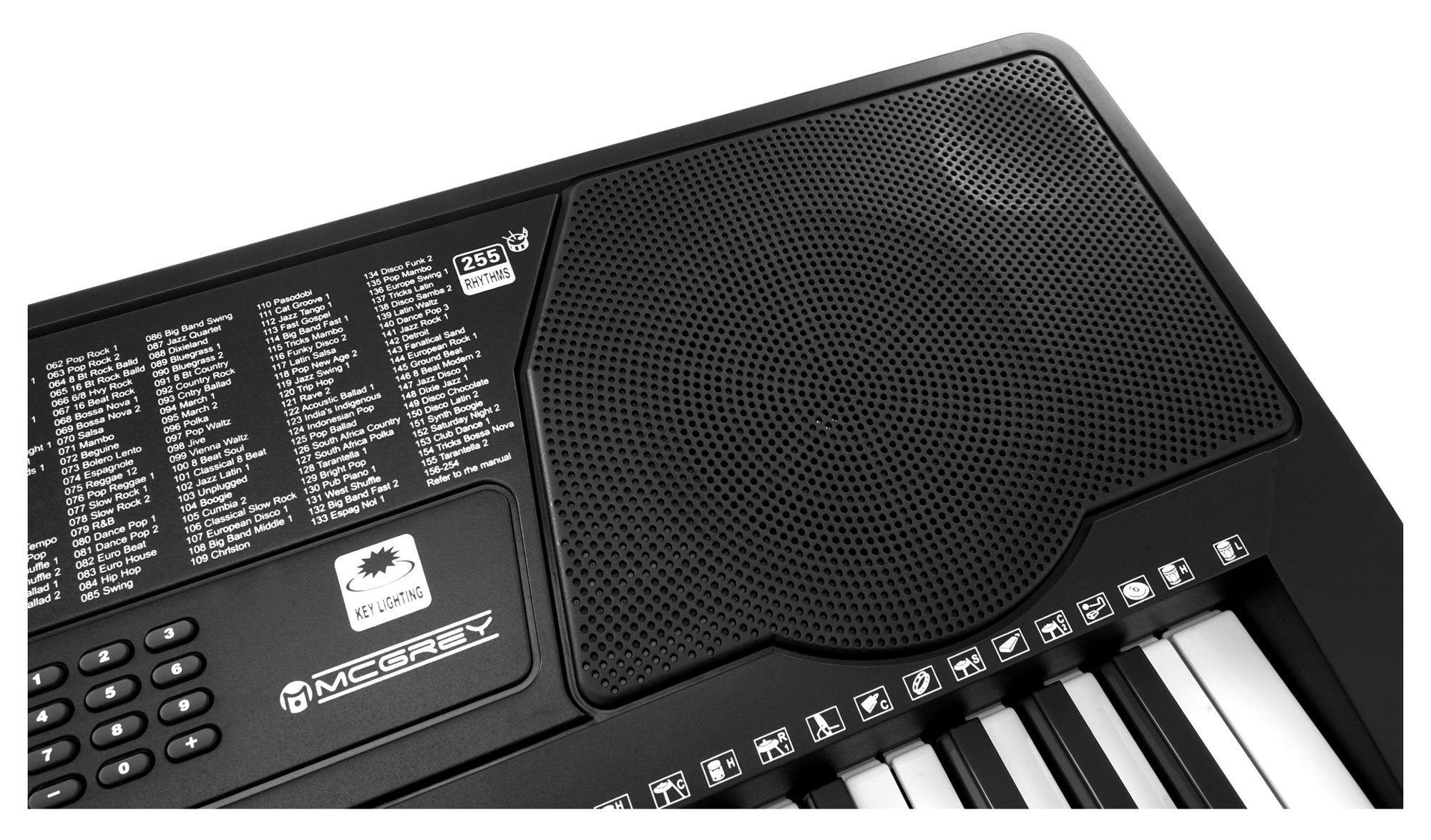 McGrey Home Keyboard LK-6150 - Einsteiger-Keyboard mit 61 Leuchttasten, (Spar-Set, 3 tlg., inkl. Ständer, Keyboardbank und Notenhalter), 255 Sounds und Rhythmen - integrierter MP3-Player & Lernfunktionen
