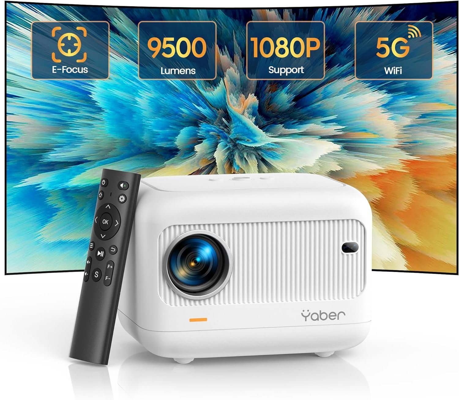 Yaber Native 1080P 5G WiFi Bluetooth mit Fernbedienung Mini-Beamer (9500 lm, 12000:1, 1920x1080 px, Maximal 200