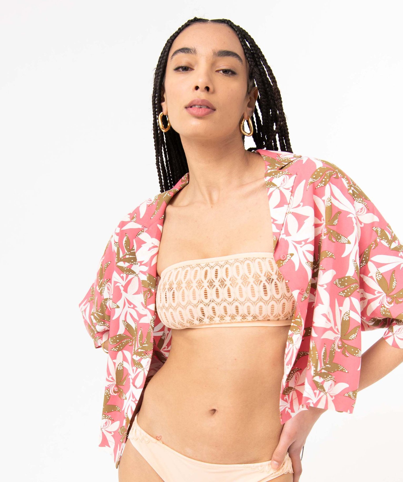 Soutien-gorge bandeau réversible sans armatures rose | GEMO