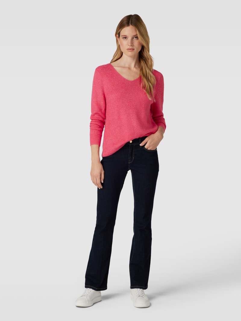 Strickpullover mit U-Boot-Ausschnitt in fuchsia meliert