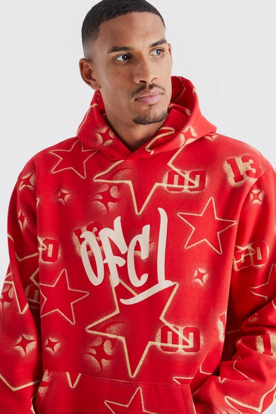 Tall Oversize Hoodie mit Graffiti Eat Print