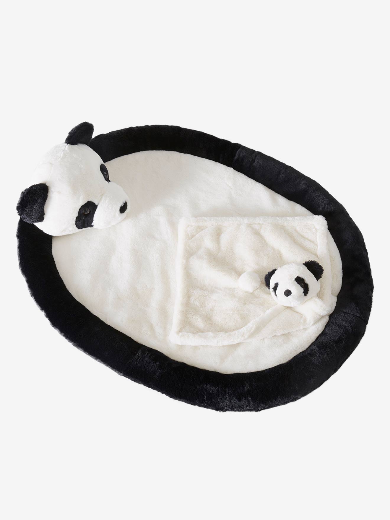 Coffret tapis de jeu + doudou Panda. noir