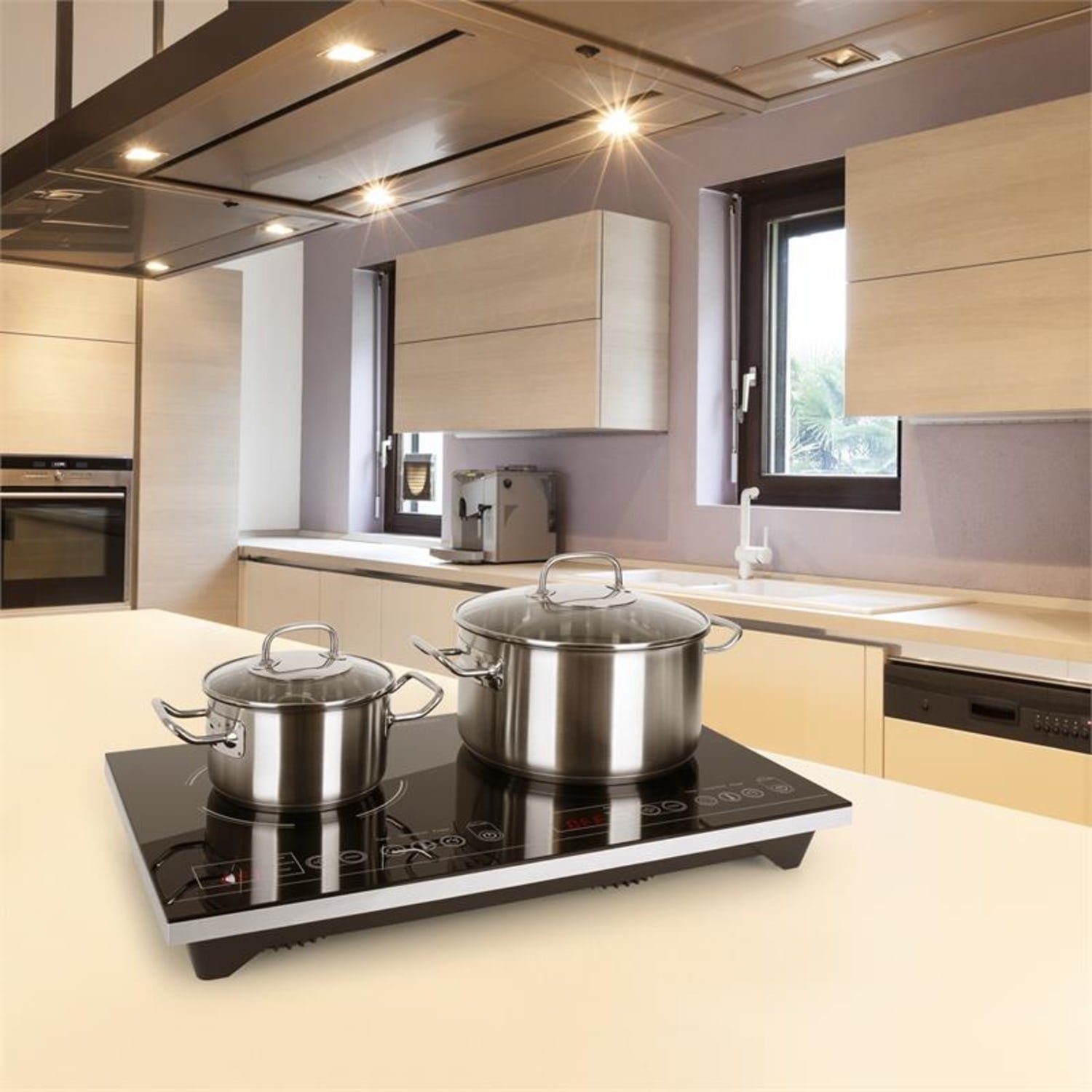 Klarstein Induktions-Kochfeld VariCook XL Doppel-Induktions-Kochfeld 3100W Timer 240°C Touch CP3-VARICOOK XL-H, Induktionskochfeld 2 Zonen Glaskeramik Kochfeld Induktion