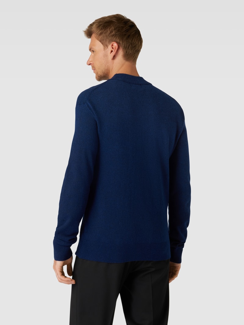 Strickpullover in melierter Optik in marineblau