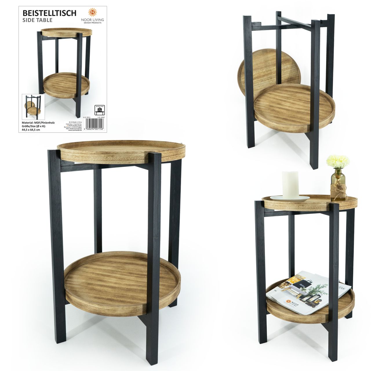 NOOR Living Eleganter Beistelltisch aus hochwertigem Holz von NOOR LIVING