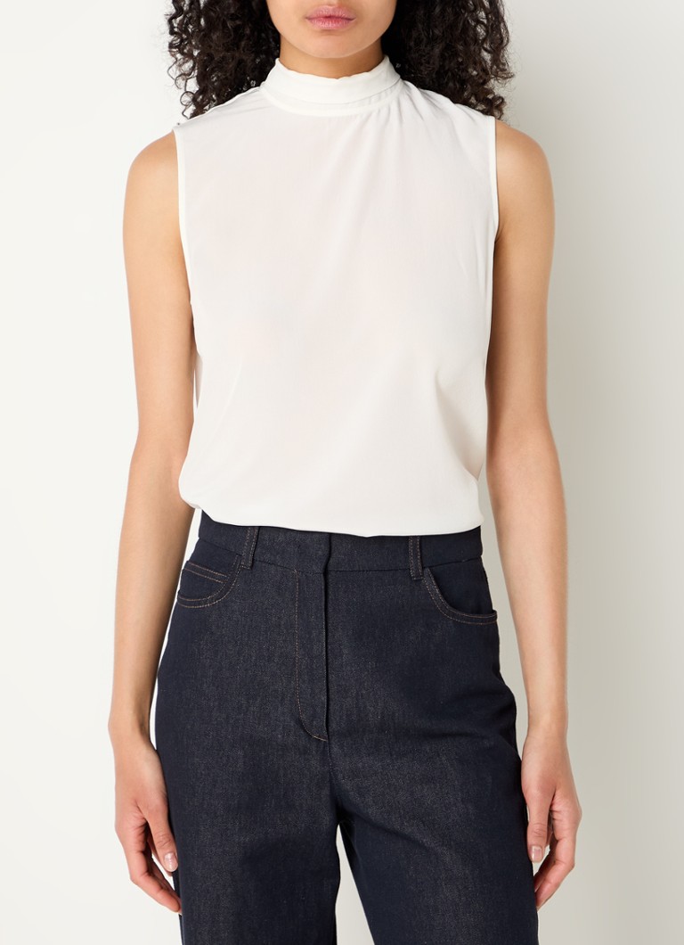MaxMara Lira αμάνικο μεταξωτό τοπ με γιακά και φουλάρι