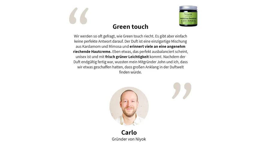 Niyok 2 in 1 Deodorant Creme Anti-Transpirant: Green Touch 40 ml