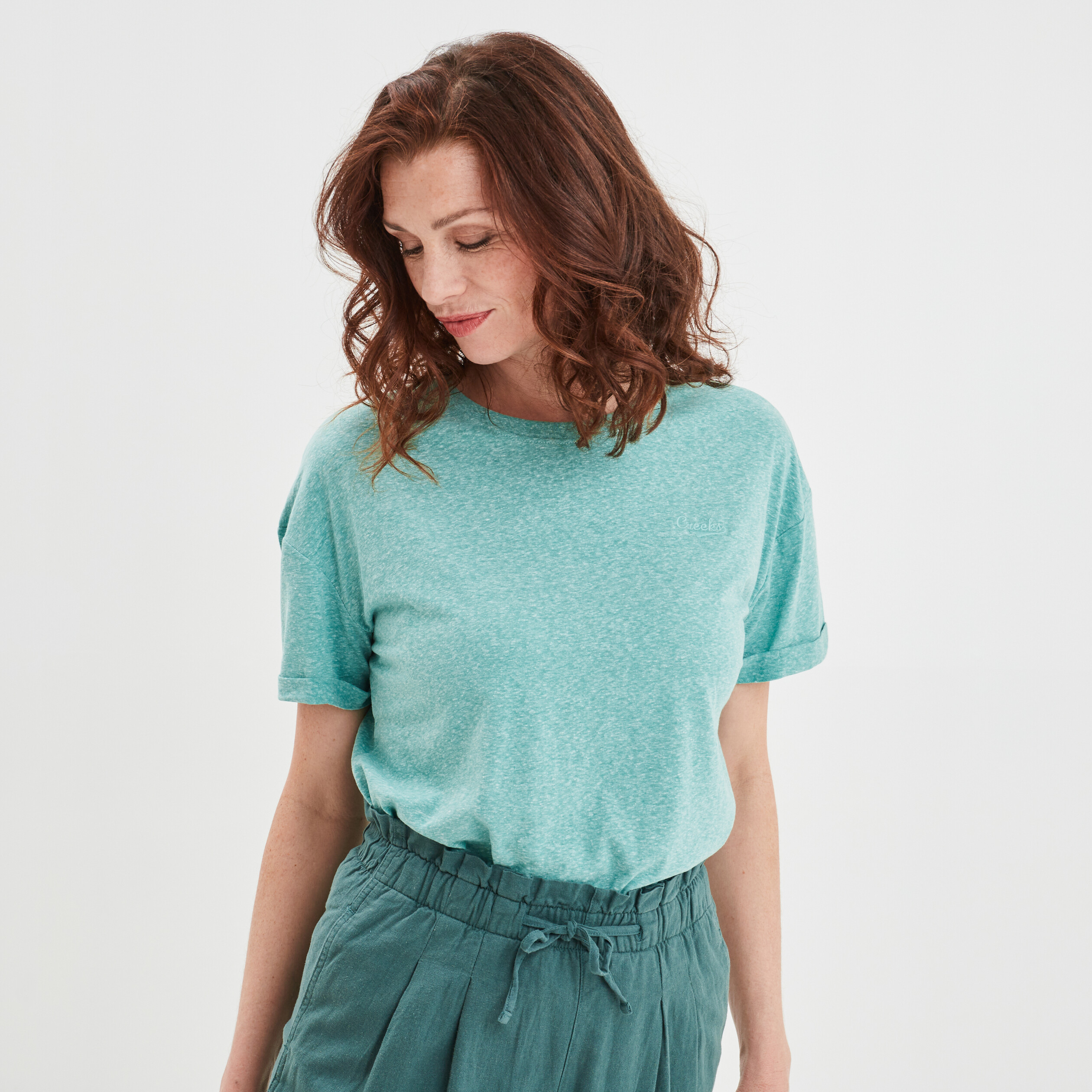 T-shirt manches courtes Creeks vert clair femme | La Halle