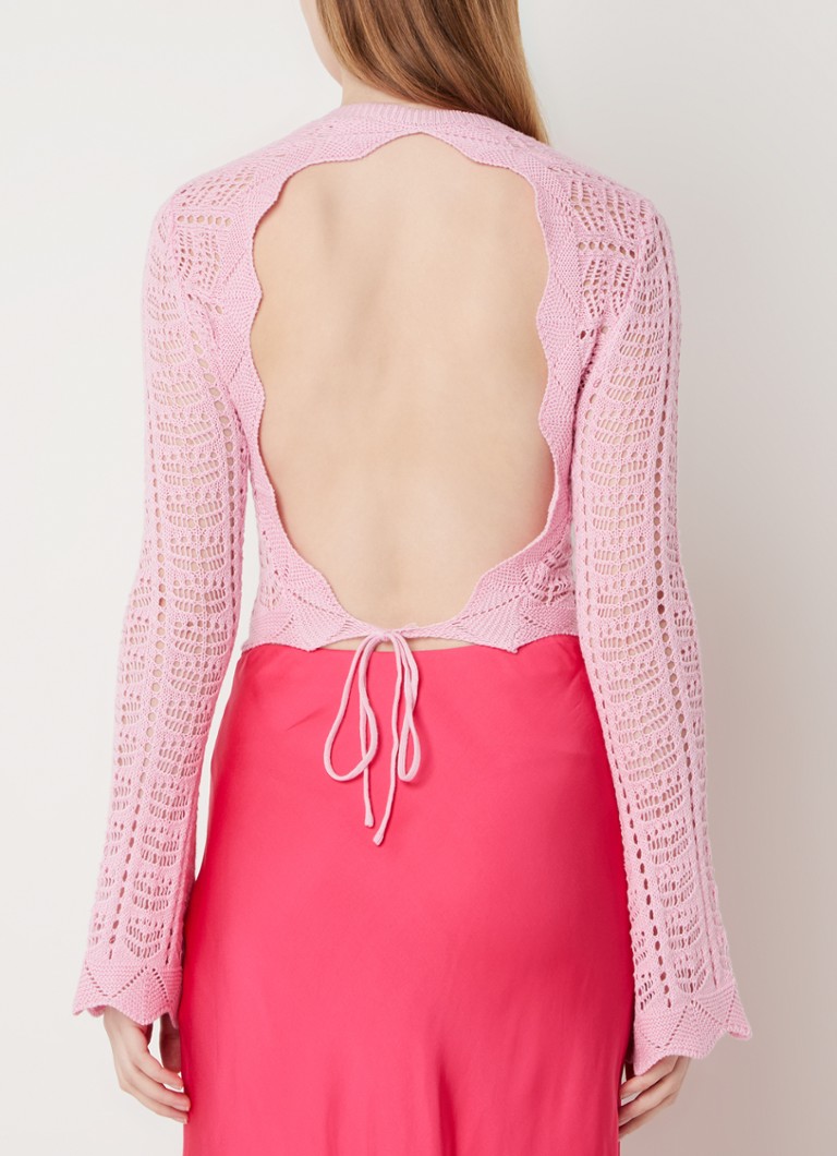 French Connection Nolan crop top with tie belt and openwork design