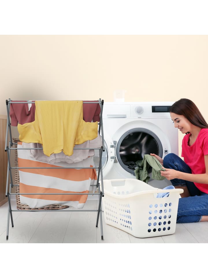 relaxdays Wäscheständer in Grau - (B)73 x (H)104 x (T)38 cm günstig kaufen onesize