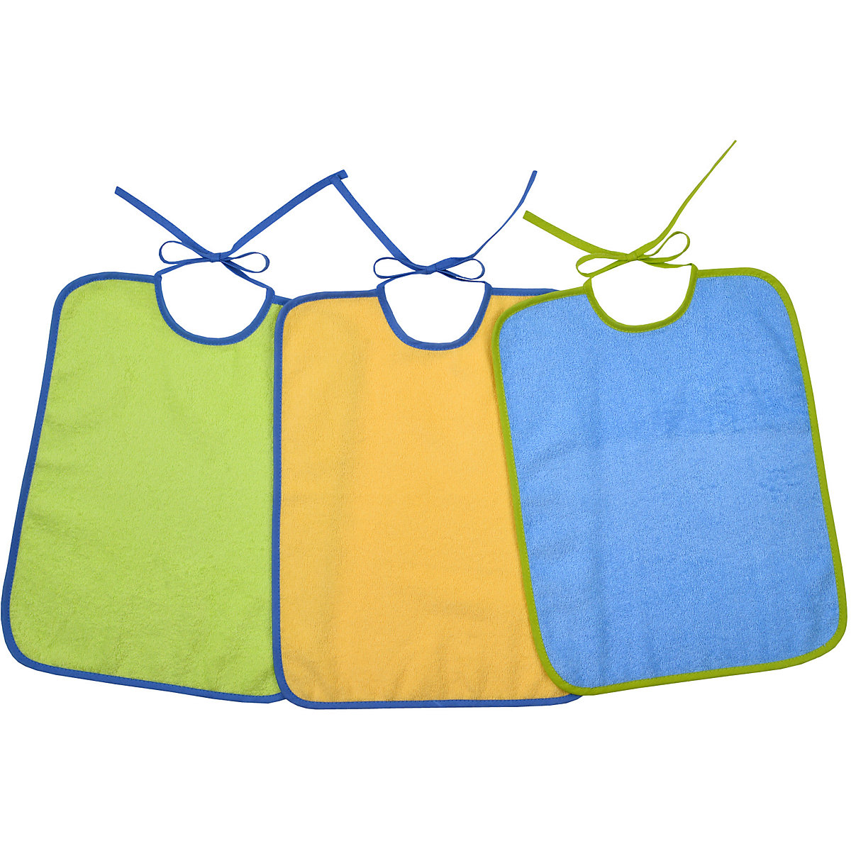 Riesen-Bindelätzchen 3er Set, grün/gelb/hellblau, 32 x 40 cm