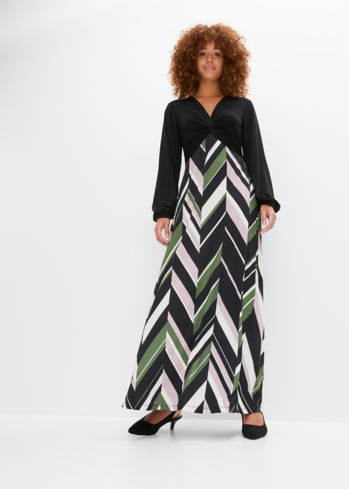 Maxikleid mit bedrucktem Rock aus recyceltem Polyester