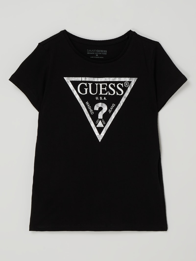 T-Shirt mit Metallic-Print in schwarz