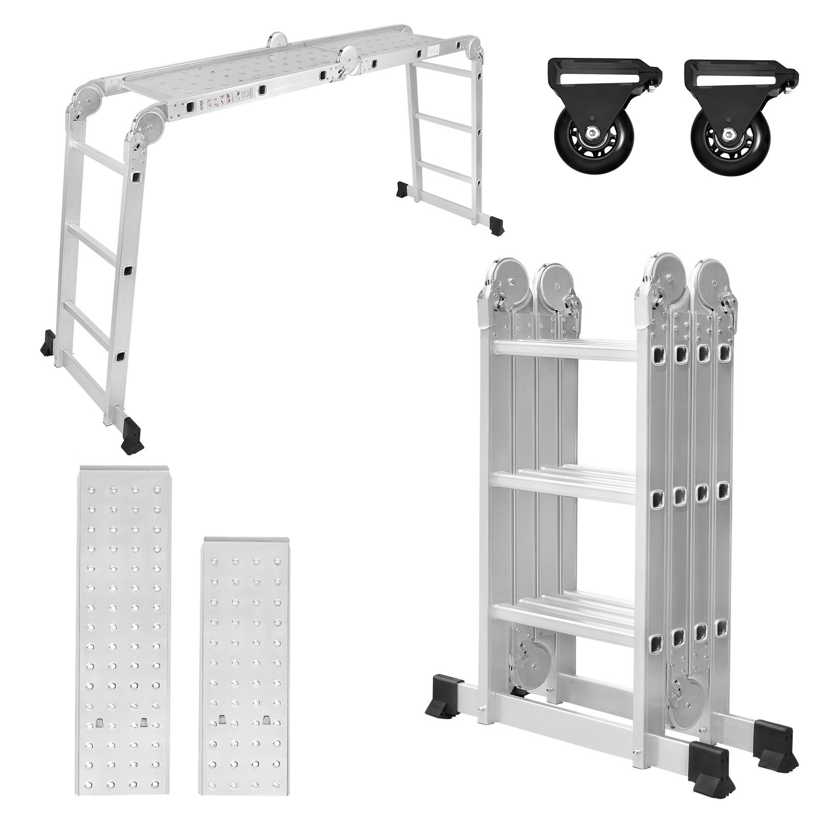 AUFUN Vielzweckleiter gerüst, 6 in 1 Klappleiter, bis 150 kg Belastbar