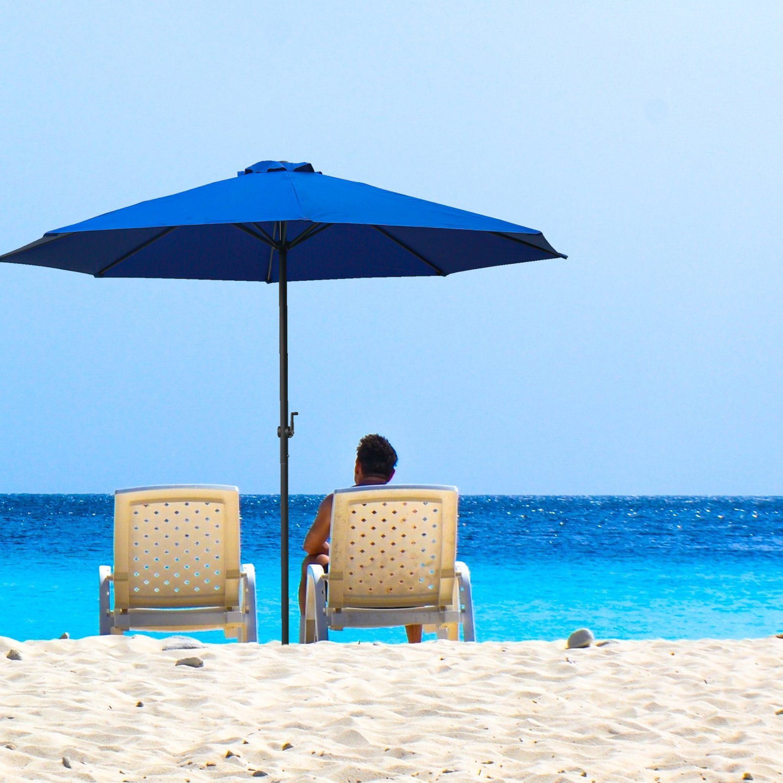 KAHOO Sonnenschirm Strandschirm, Gartenschirm mit Kurbel, ohne Schirmständer