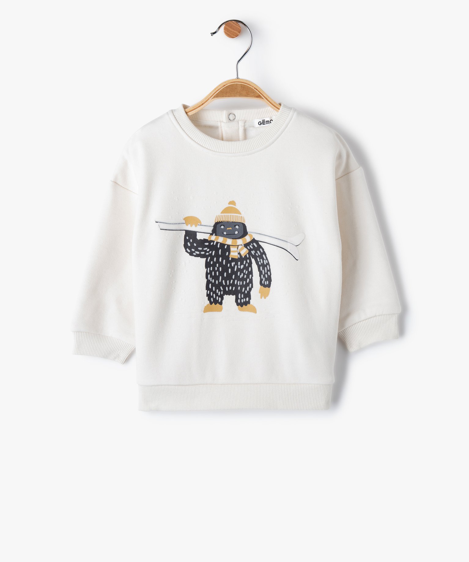Sweat bébé Garçon en molleton motif hiver ecru | GEMO