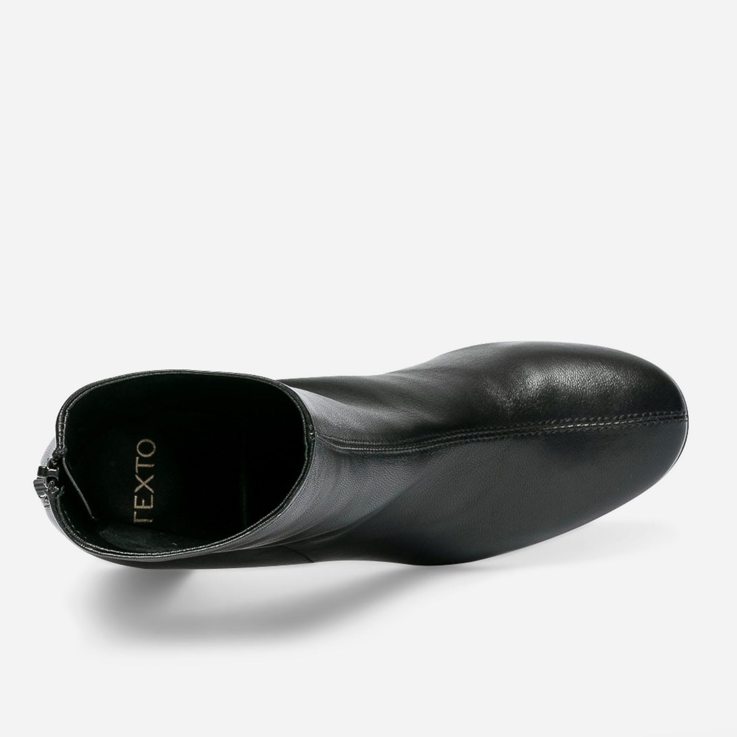 Boots noir en cuir à talon carré