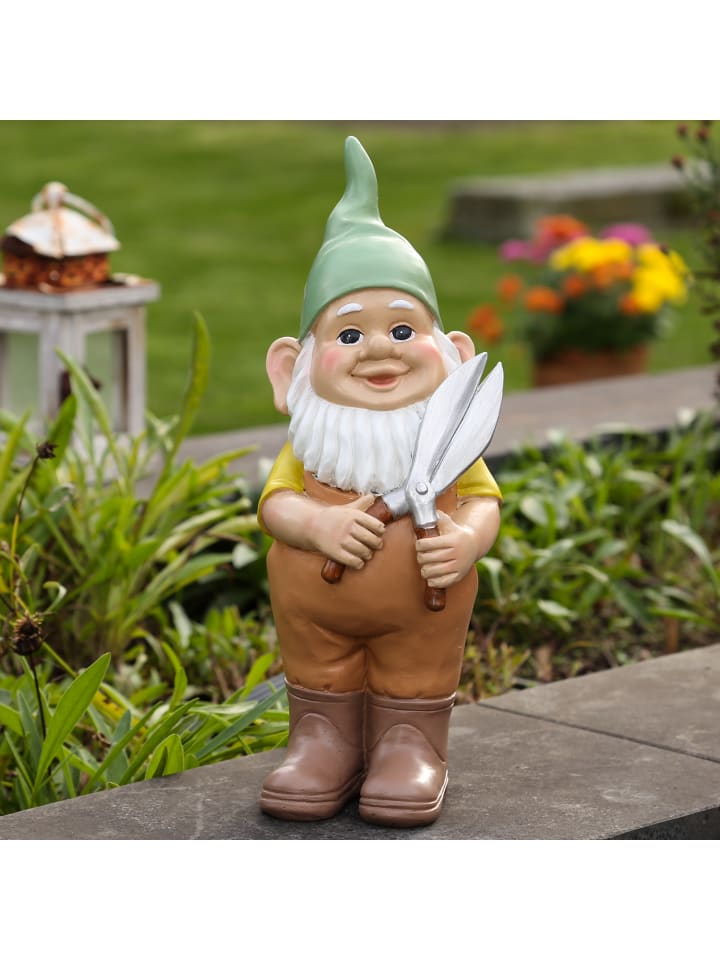 MARELIDA Gartenzwerg mit Gartenschere Gartenfigur H: 29cm in bunt günstig kaufen onesize
