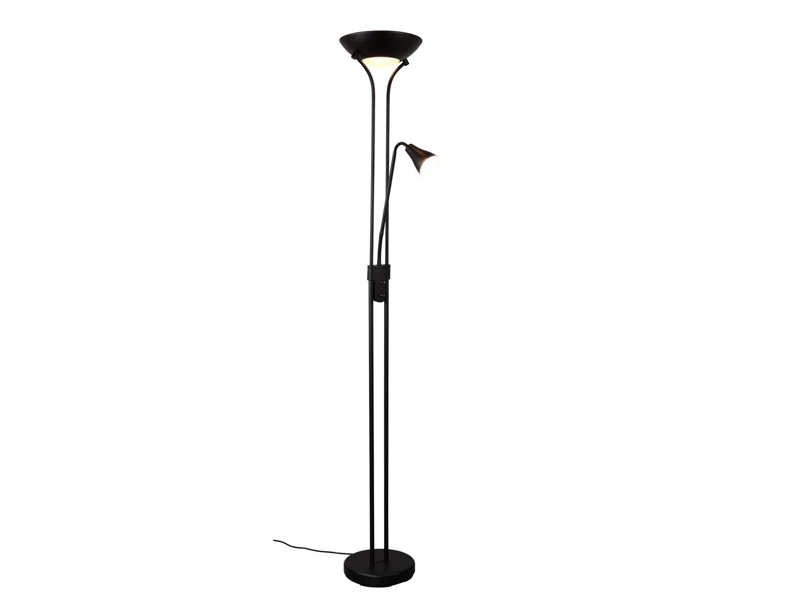 meineWunschleuchte LED Deckenfluter, Dimmfunktion, LED wechselbar, Warmweiß, große Designer Steh-Lampe mit Leselampe dimmbar Schwarz für Ecke 181cm