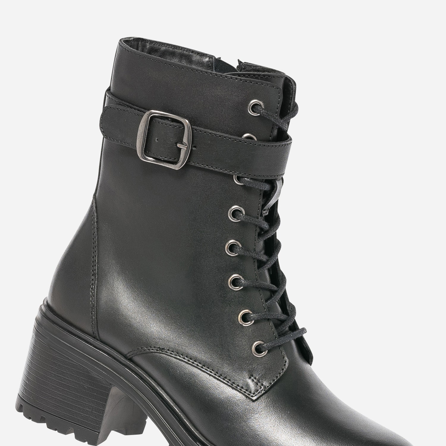 Bottine à talon TEXTO noire en cuir