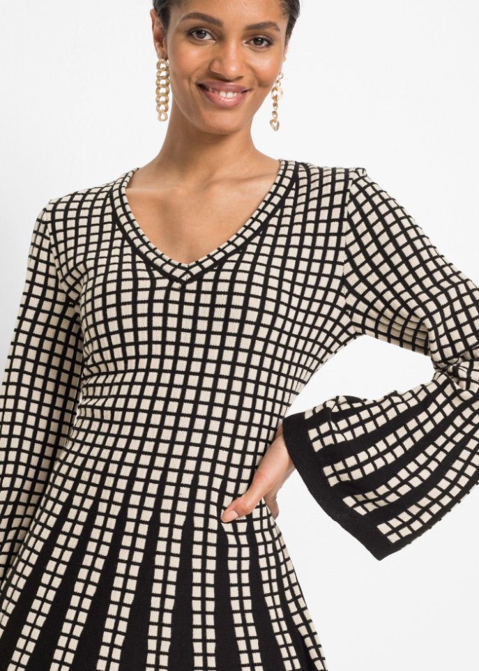 Strickkleid mit Plissee-Optik