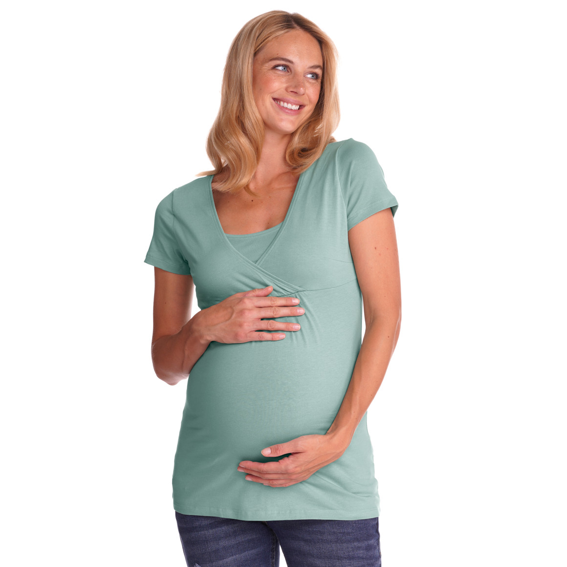 2 Damen Umstands-T-Shirts mit Stillfunktion