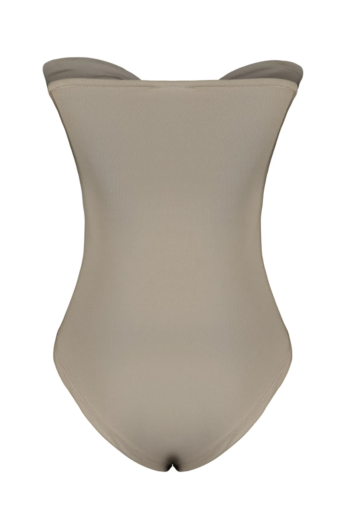 Trendyol Collection  Nerzfarbener, trägerloser Body aus Stretch-Strick mit Knoten und Cut-Out-Details TWOSS23BD00075