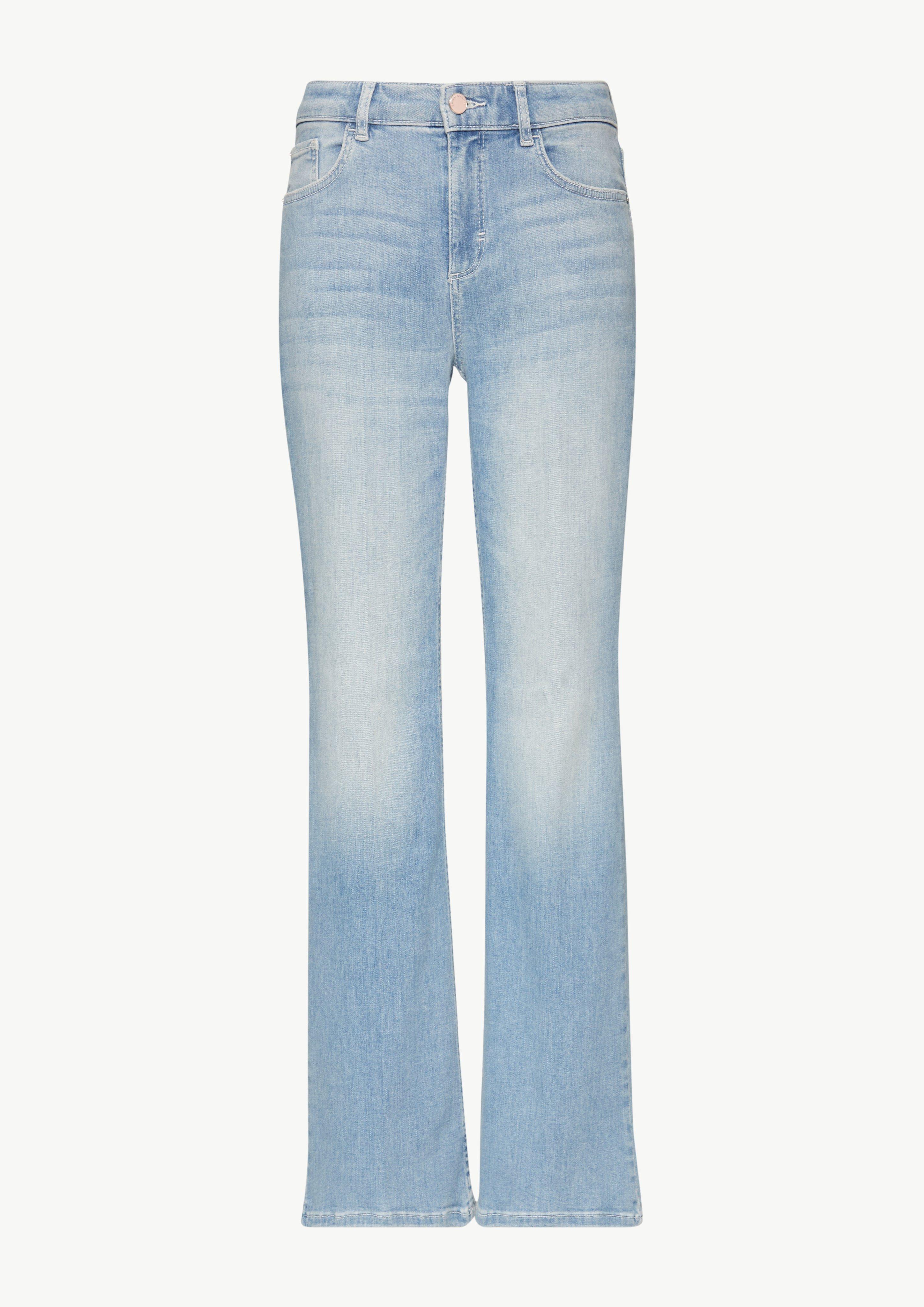 Flared Leg-Jeans mit Bügelfalten - blau