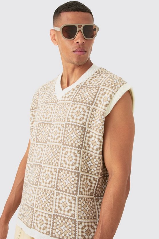 Gehäkeltes Oversize Tanktop mit V-Ausschnitt