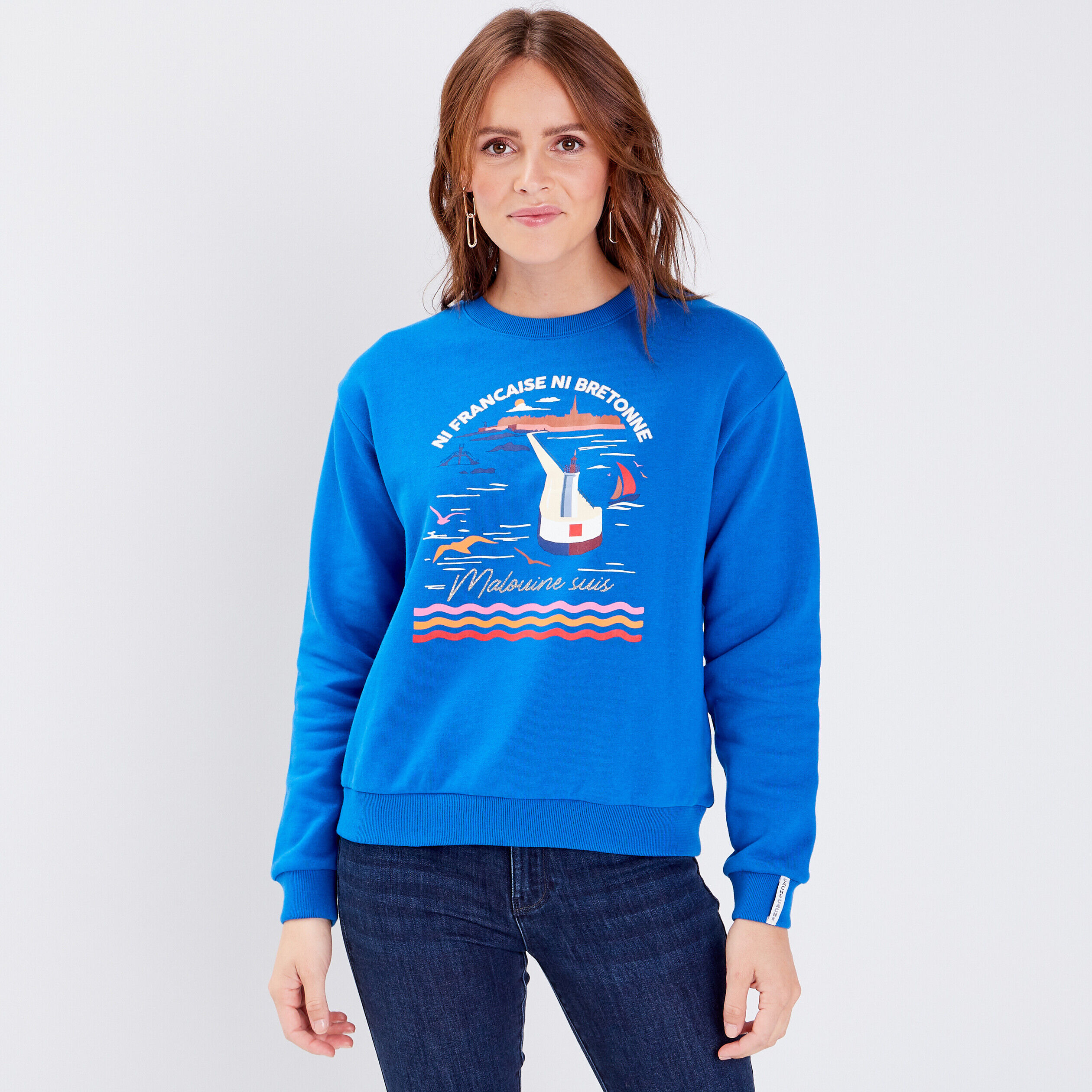Sweat manches longues bleu femme | Cache Cache