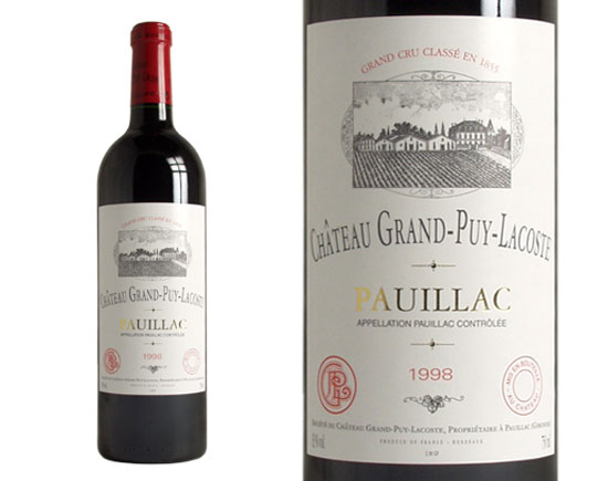 Château Grand-Puy-Lacoste Rouge 1998, Cinquième Cru Classé En 1855 Bordeaux Pauillac