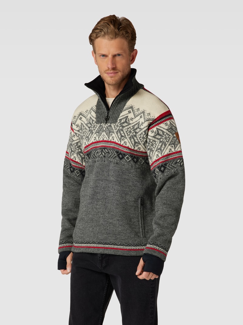 Strickpullover mit Stehkragen Modell 'Vail' in hellgrau