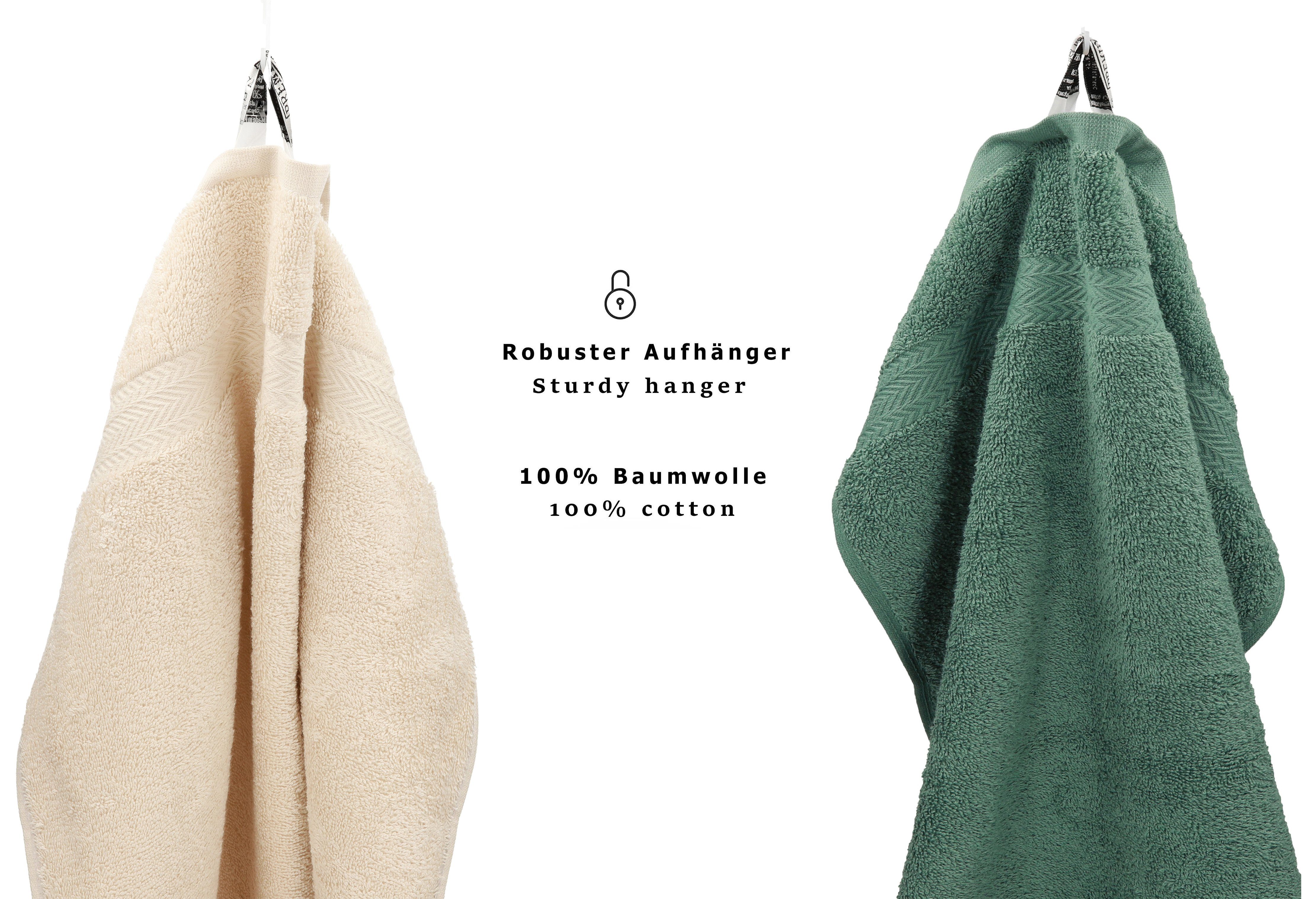 Betz Handtuch Set 12-TLG. Handtuch Set Premium Farbe Sand/tannengrün, 100% Baumwolle, (12-tlg)