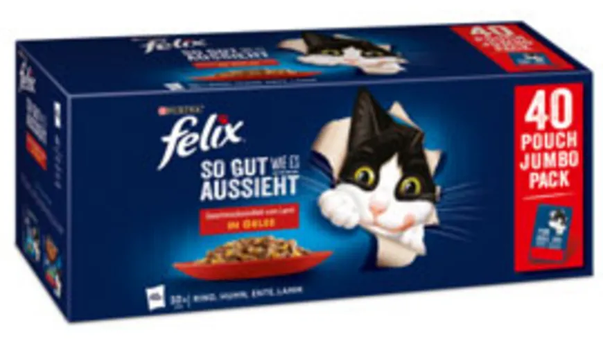 PURINA FELIX So gut wie es aussieht Gemischte Vielfalt vom Land in Gelee Katzennassfutter 3.4 kg