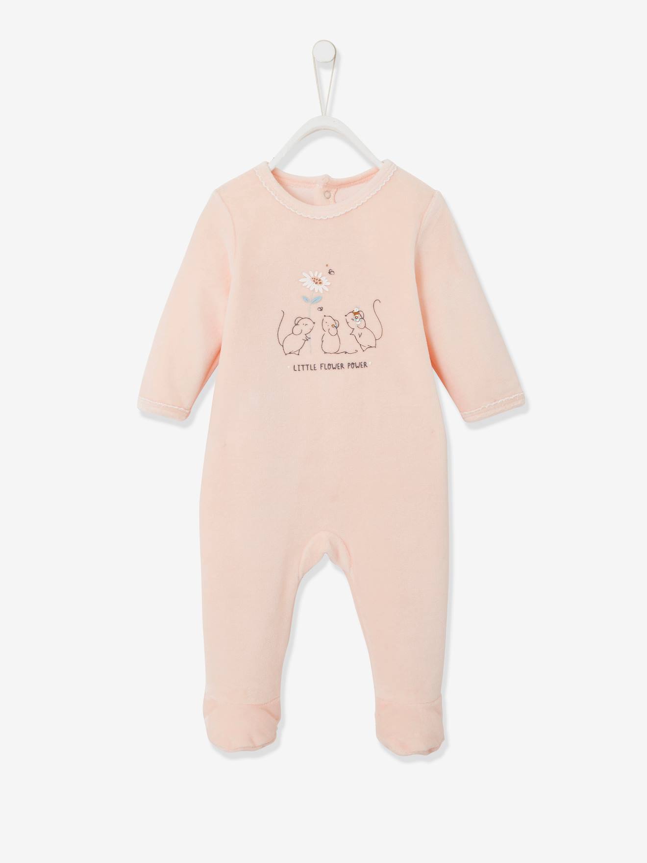 Dors-bien en velours bébé rose saumon clair
