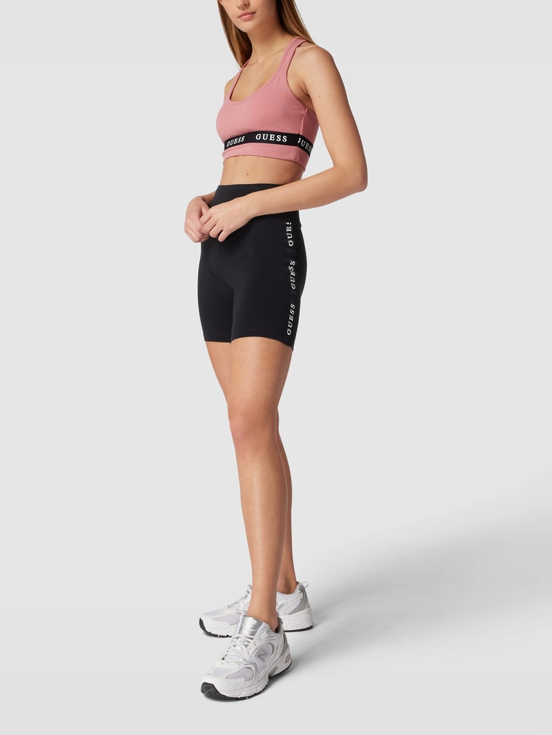 Sportshorts mit Label-Details Modell 'ALINE' in schwarz