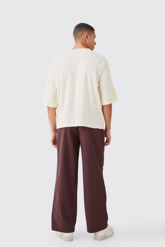 Kastiges Oversize T-Shirt mit Zopfmuster
