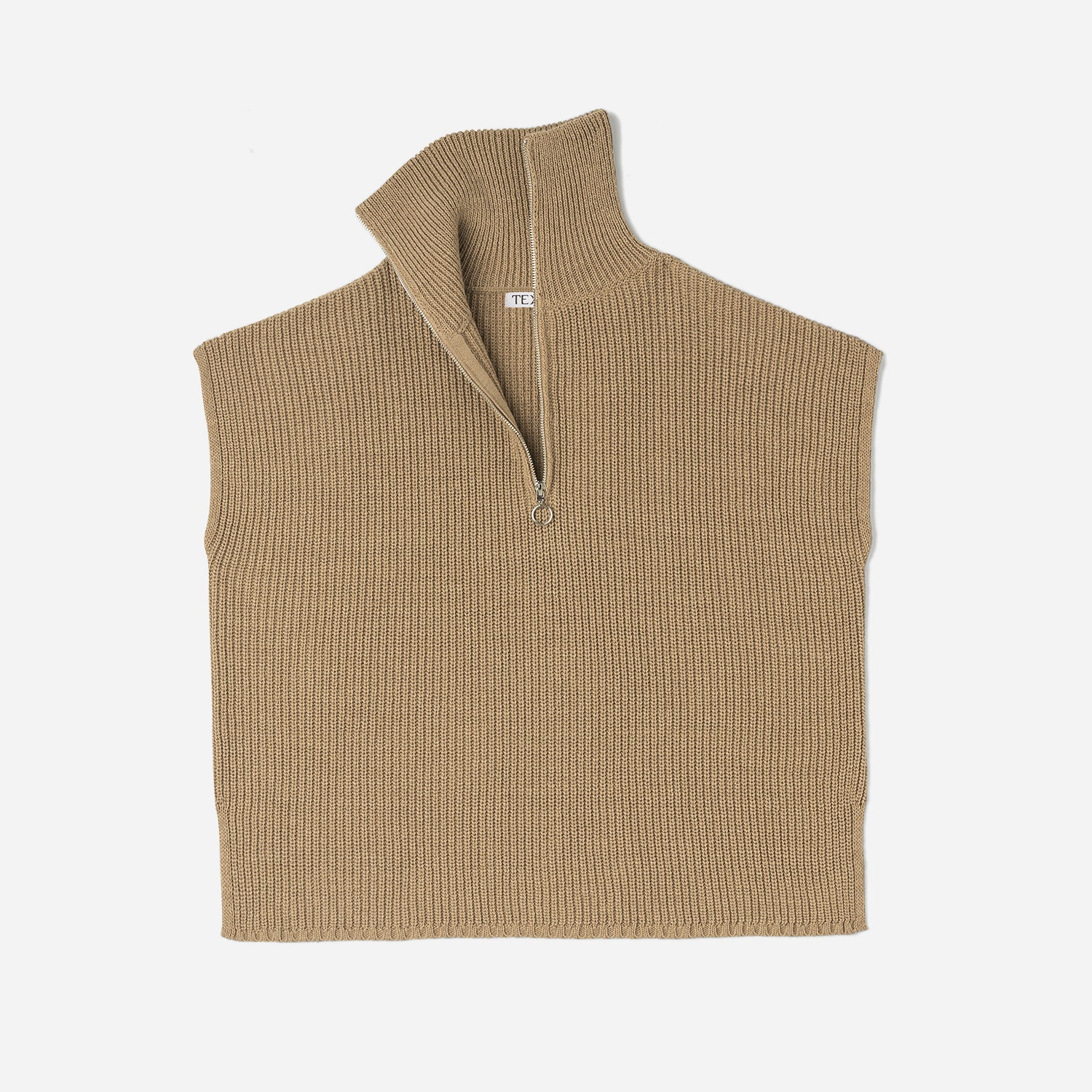 Pull-cape TEXTO beige en tricot à col camionneur - taille unique